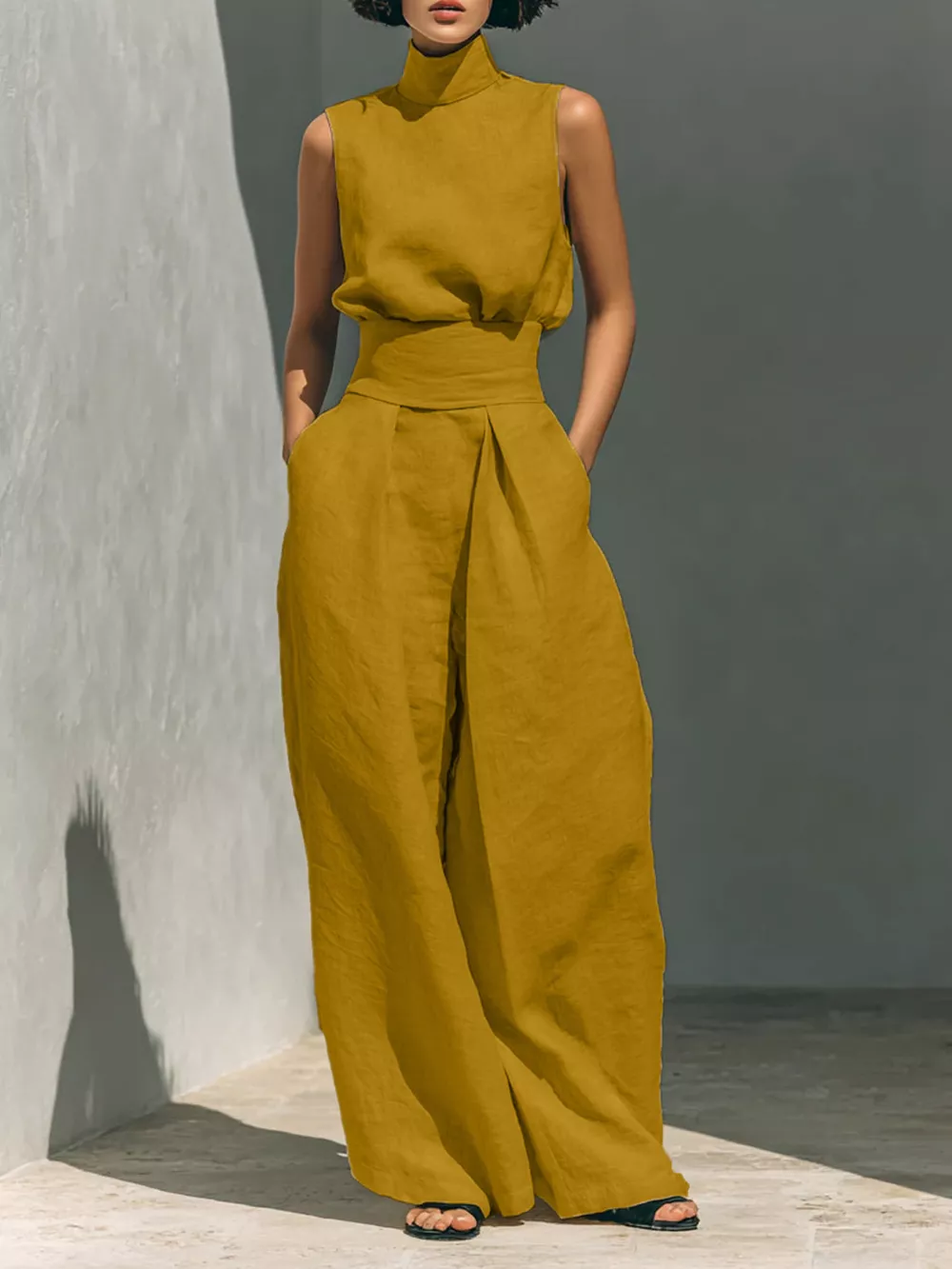 Full Size Sleeveless Wide-Leg Jumpsuit with Smocked Waist Plus Size, image 16