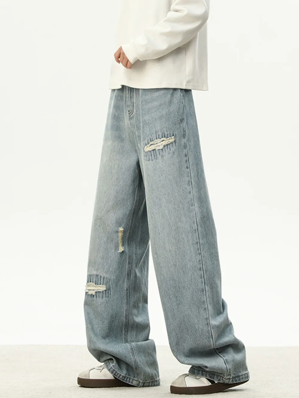 Men's Full Size Distressed Wash Loose Fit Jeans Plus Size, image 6