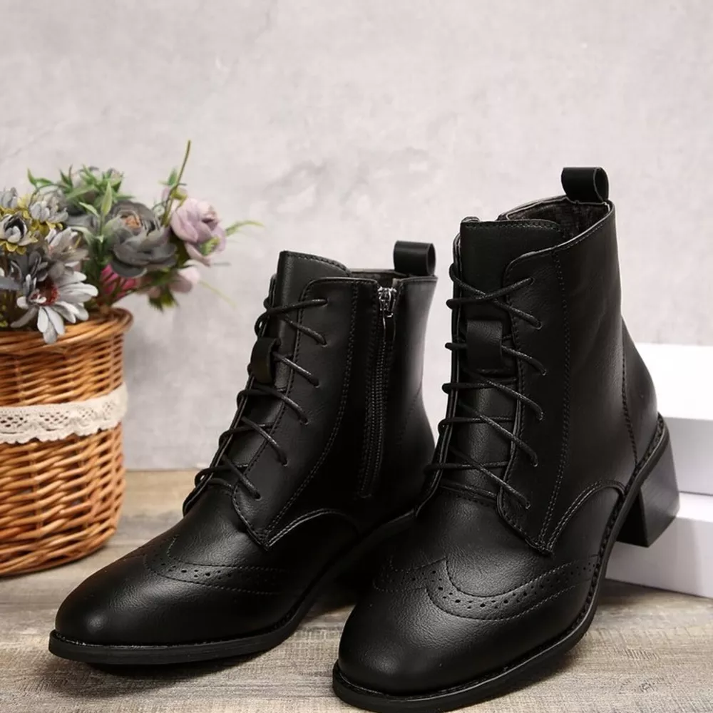 Lace-Up Ankle Boots with Zipper, image 5