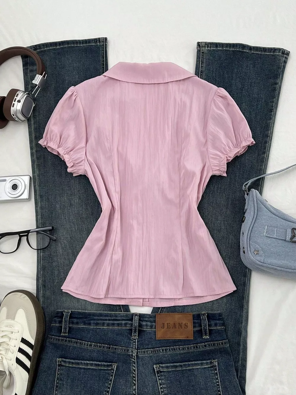 Frill Button Up Short Sleeve Shirt, image 3