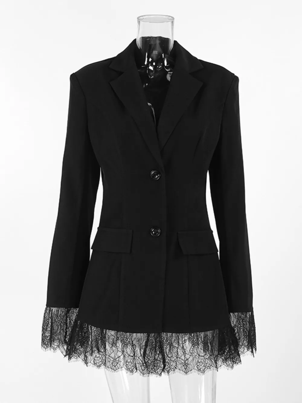 Lace Hem Lapel Collar Blazer, image 10