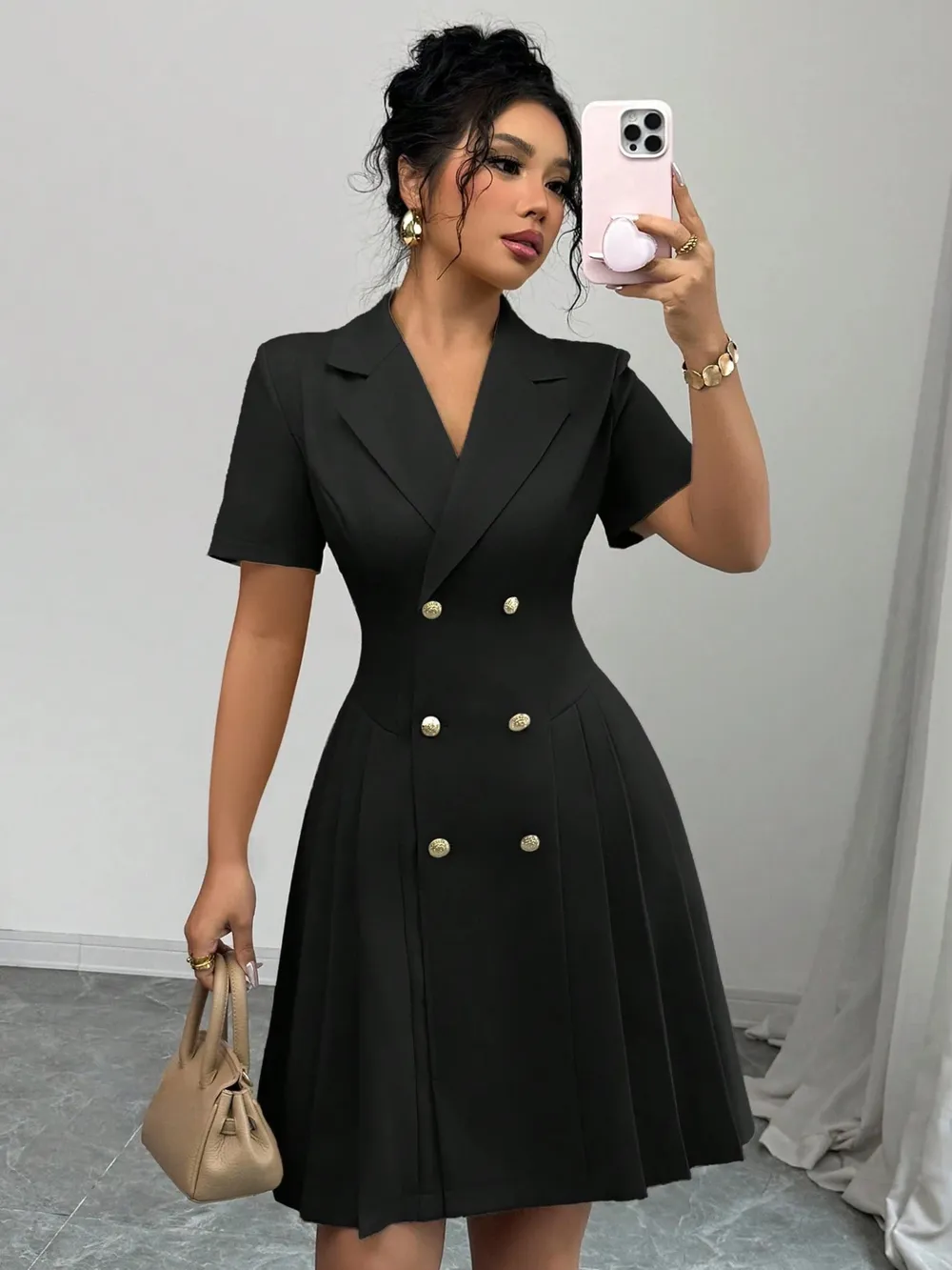 Double-Breasted Short Sleeve Dress, image 4