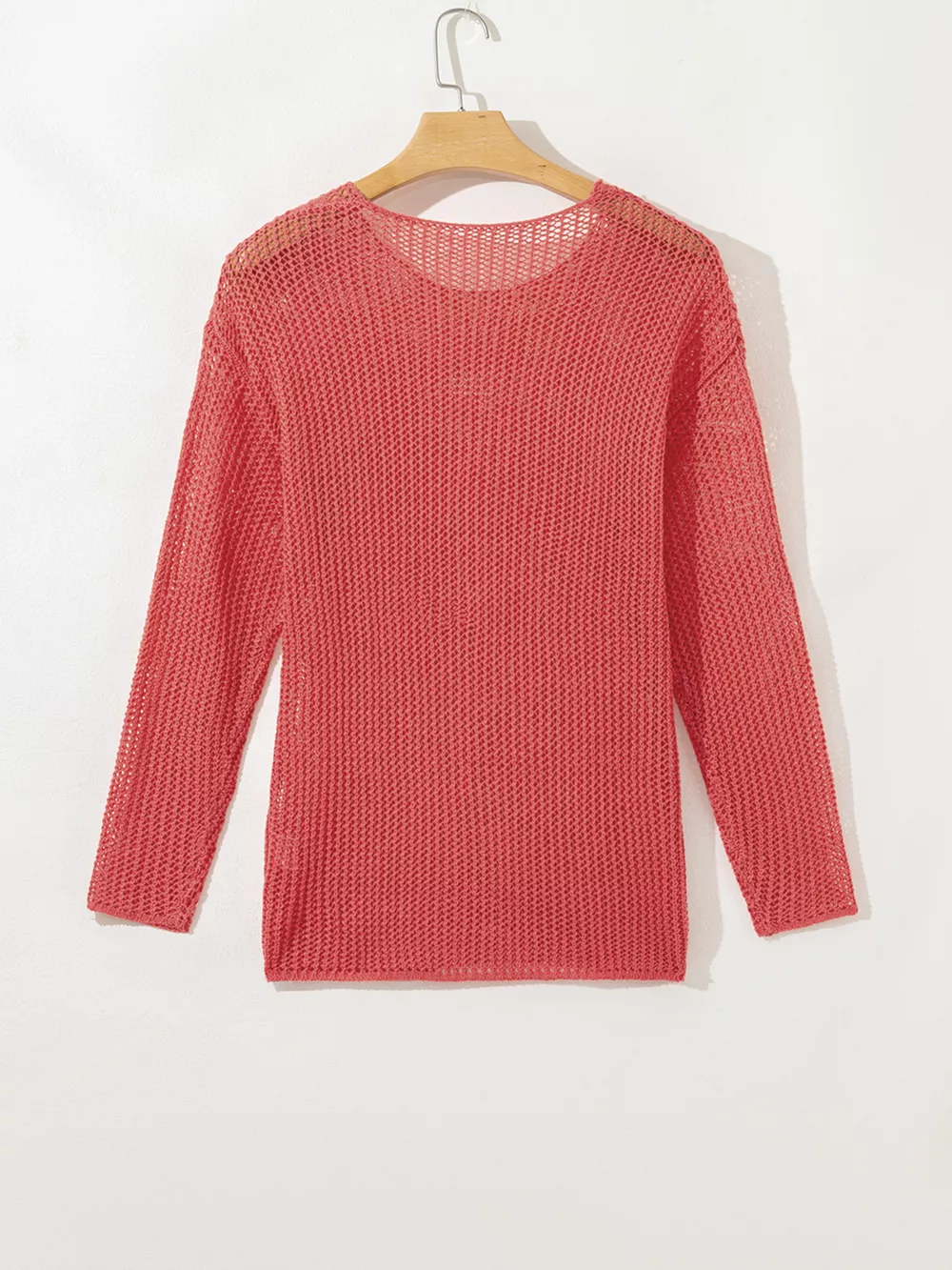 Crochet Hollow Out Long Sleeve Knit Top, image 7
