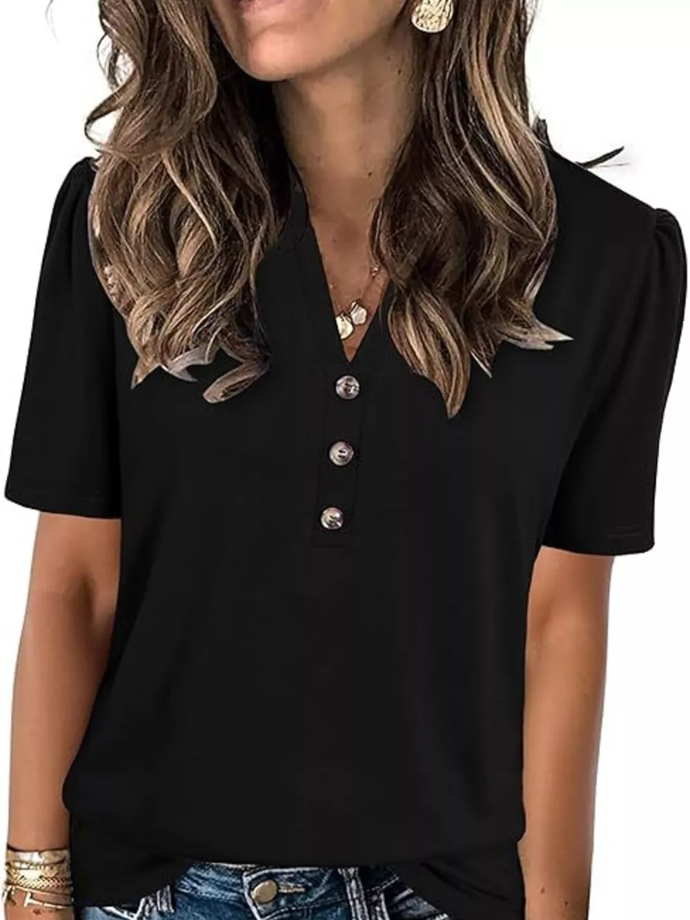 Full Size Notched Short Sleeve Blouse Plus Size, image 10