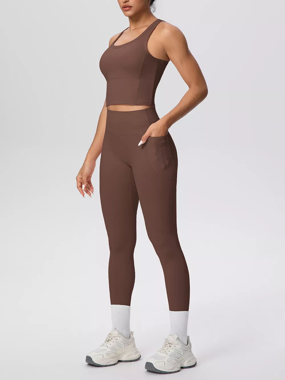 Scoop Neck Tank and High-Waisted Leggings Active Set, image 17