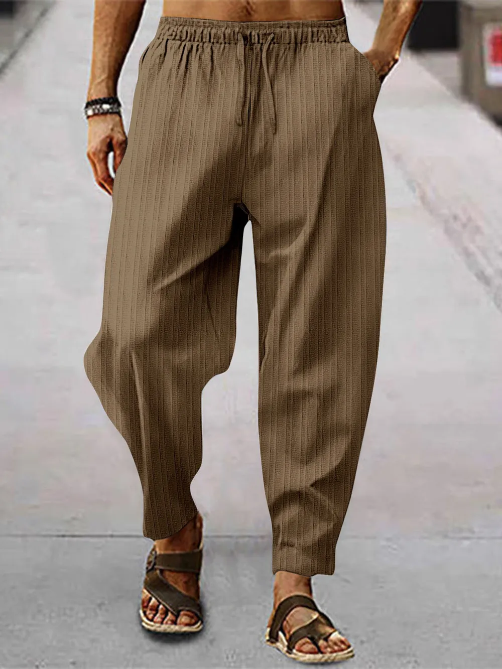 Men's Full Size Relaxed Fit Drawstring Pants Plus Size, image 2