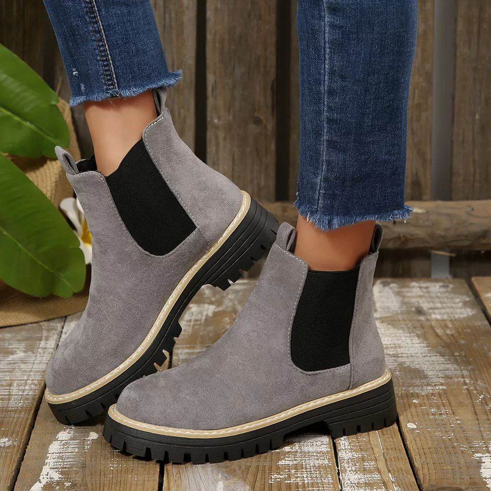 Round Toe Block Heels Boots, image 2