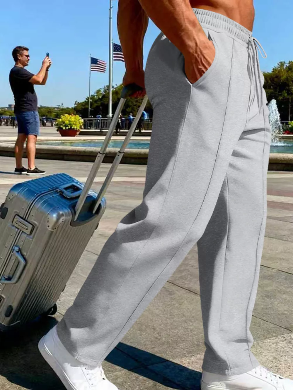 Men's Full Size Drawstring Wide Leg Pants Plus Size, image 20