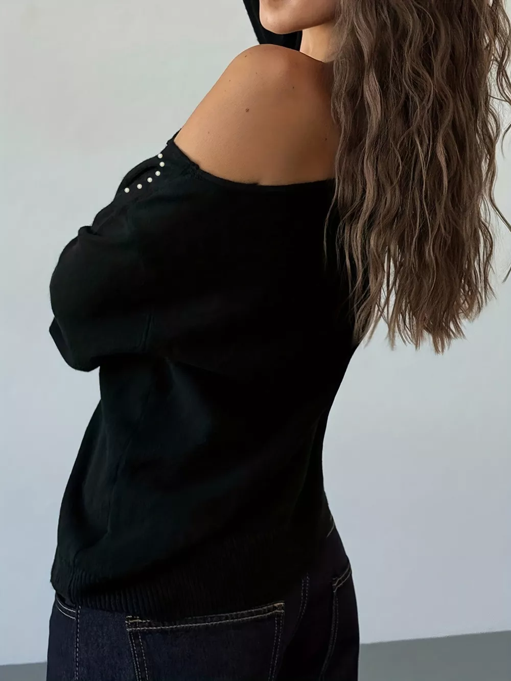 Studded Single Shoulder Knit Top, image 5