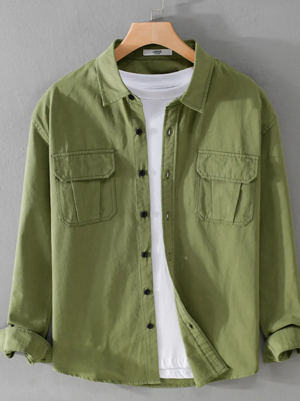 Men's Plus Size Button Down Shirt with Dual Chest Pockets