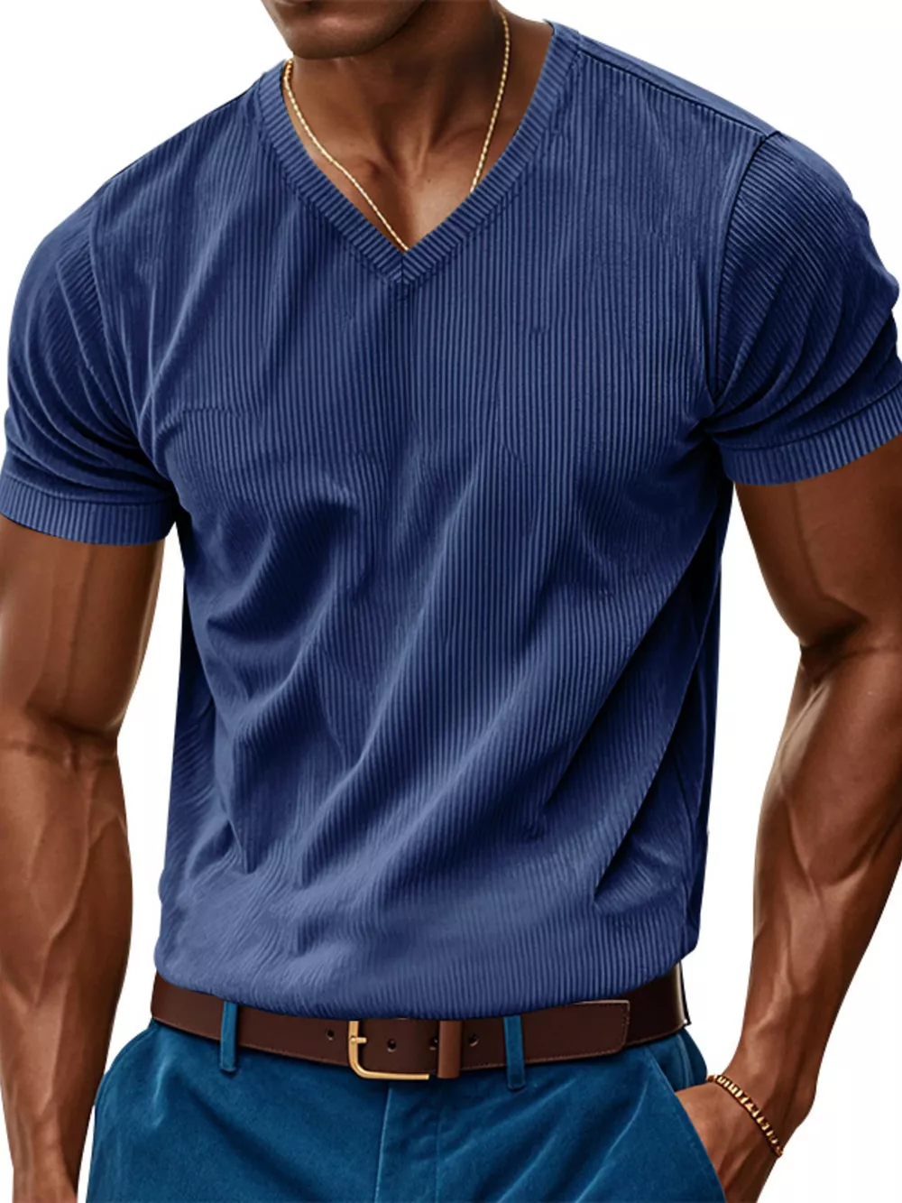 Men's Full Size V-Neck Slim Fit T-Shirt Plus Size, image 2