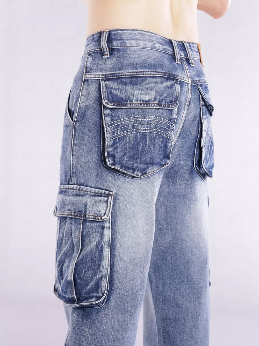 Men's Loose Fit Cargo Jeans, image 12