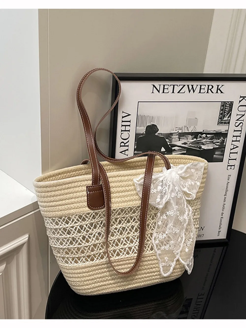 Woven Straw Shoulder Bag