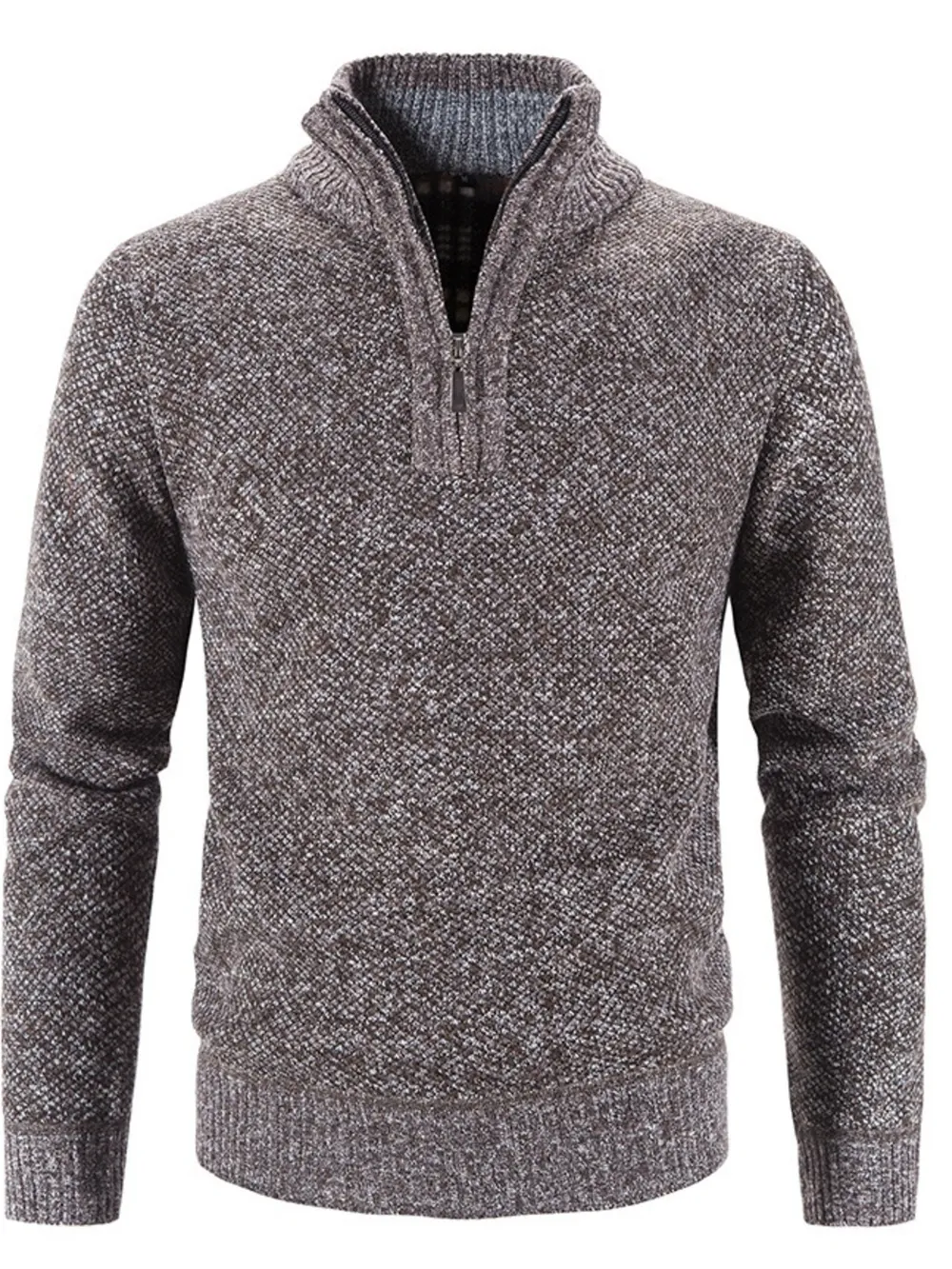Men's Plus Size Quarter Zip Long Sleeve Sweater, image 8