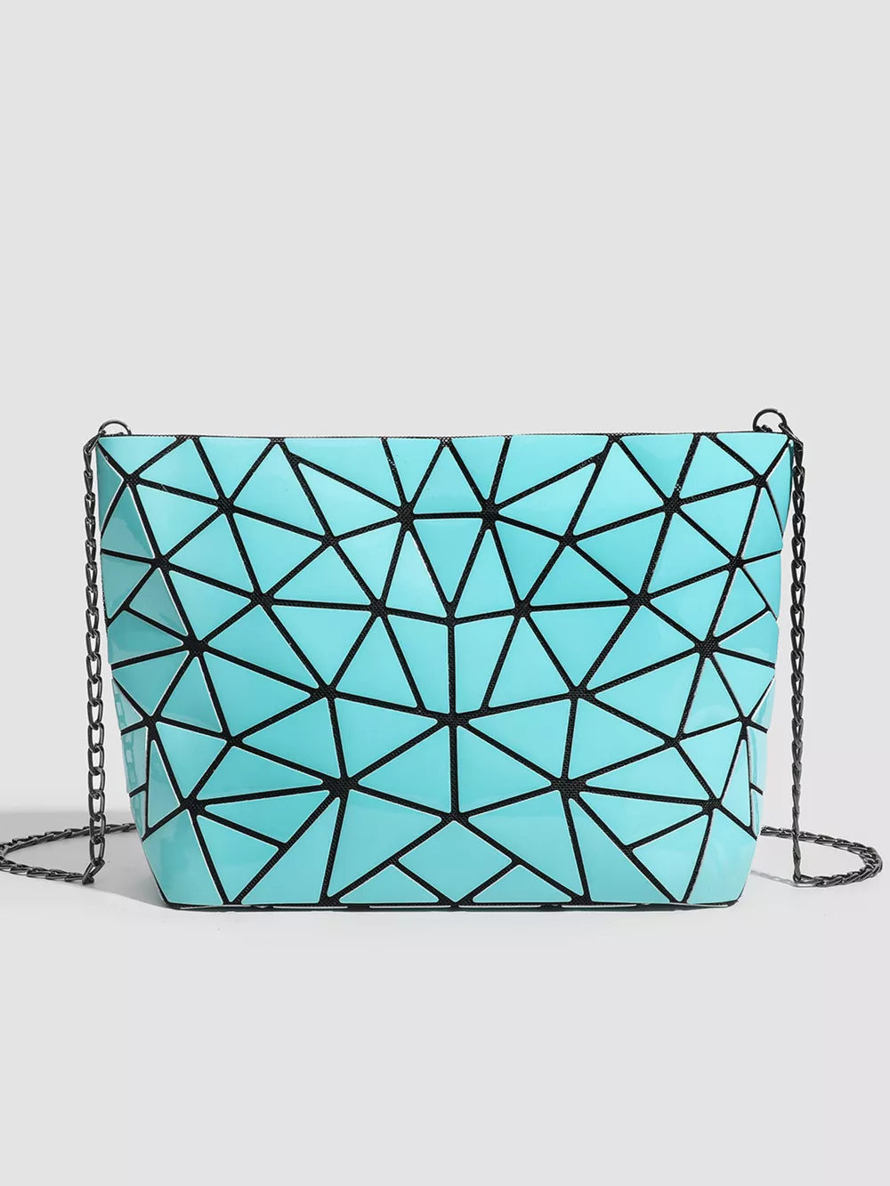 Geometric Metallic Crossbody Bag with Chain Strap, image 8