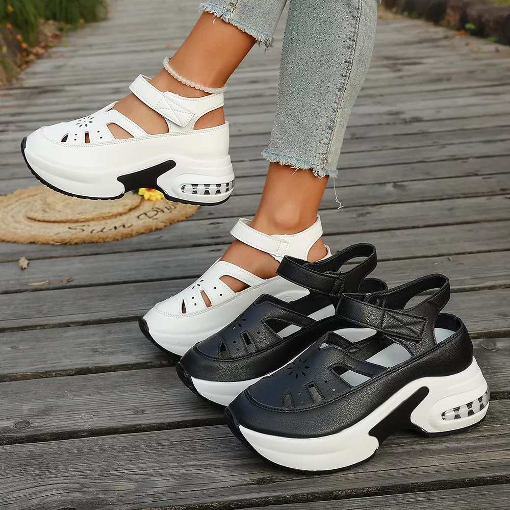 Cutout Round Toe Platform Sandals, image 2