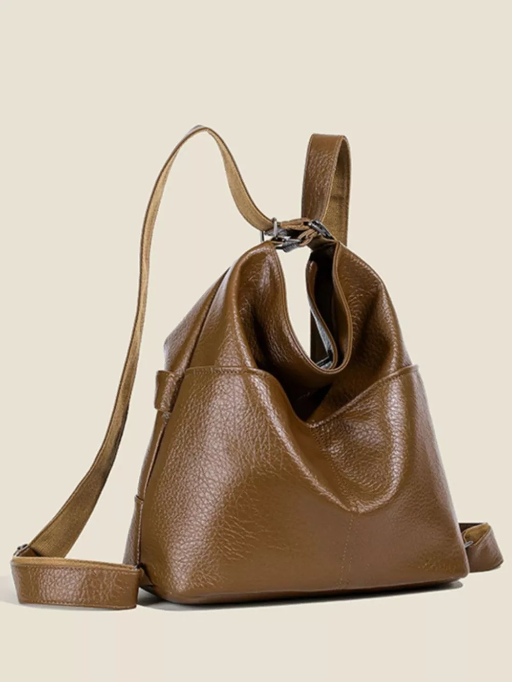 Leather Convertible Shoulder Bag, image 6