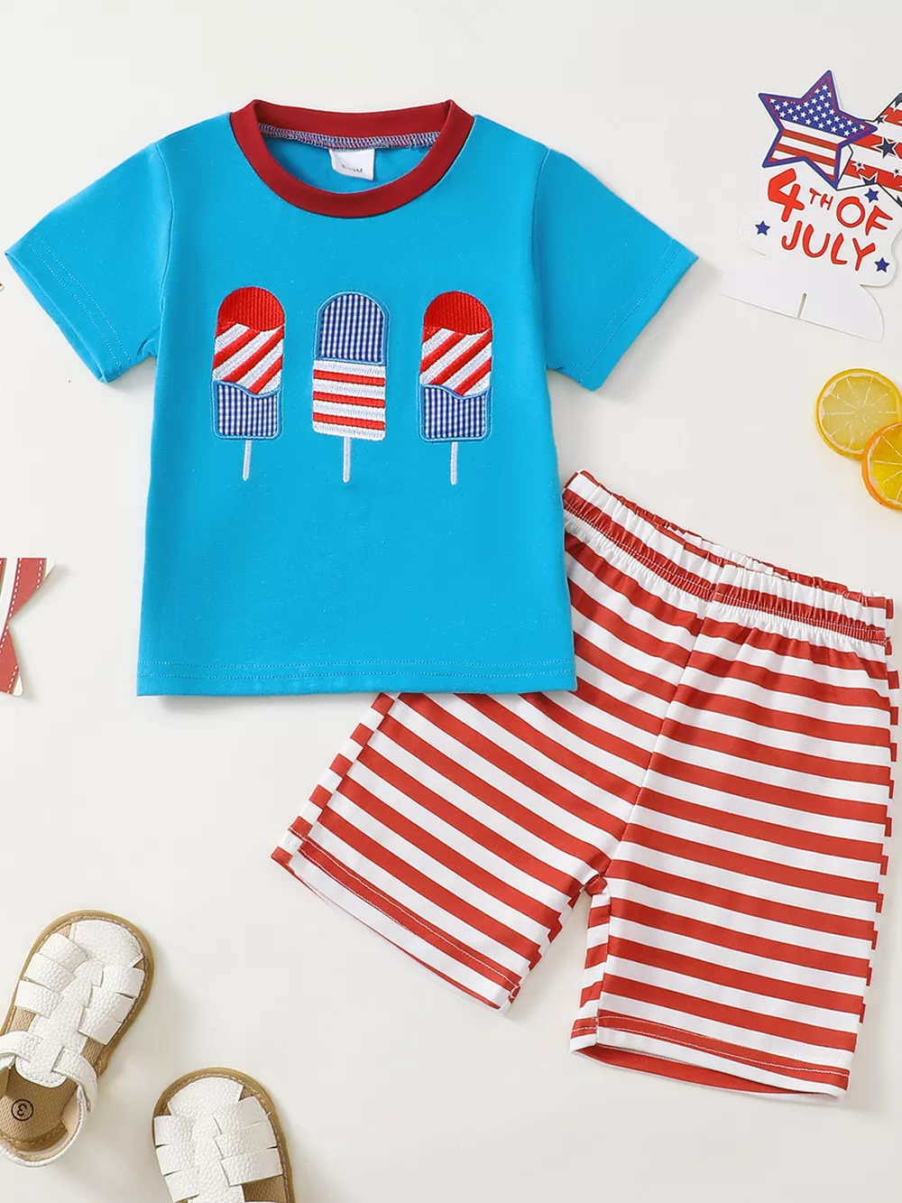 Children's Patriotic American Flag T-shirt and Shorts Set, image 5