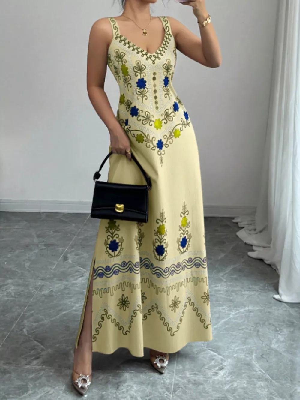 Floral Sleeveless Maxi Dress with Side Slit, image 10