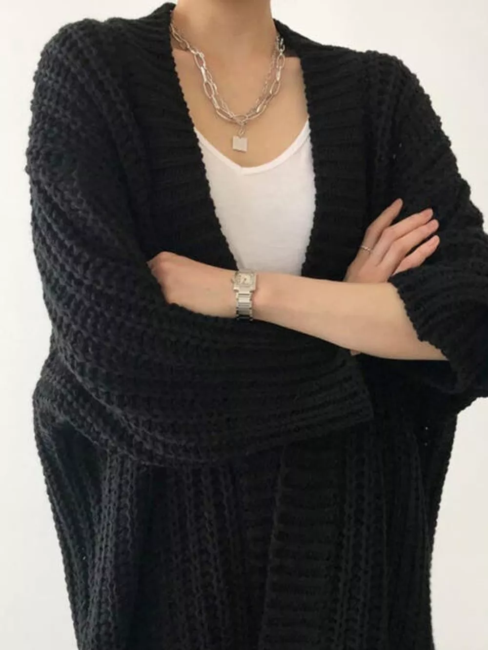 Chunky Knit Open Front Cardigan, image 9