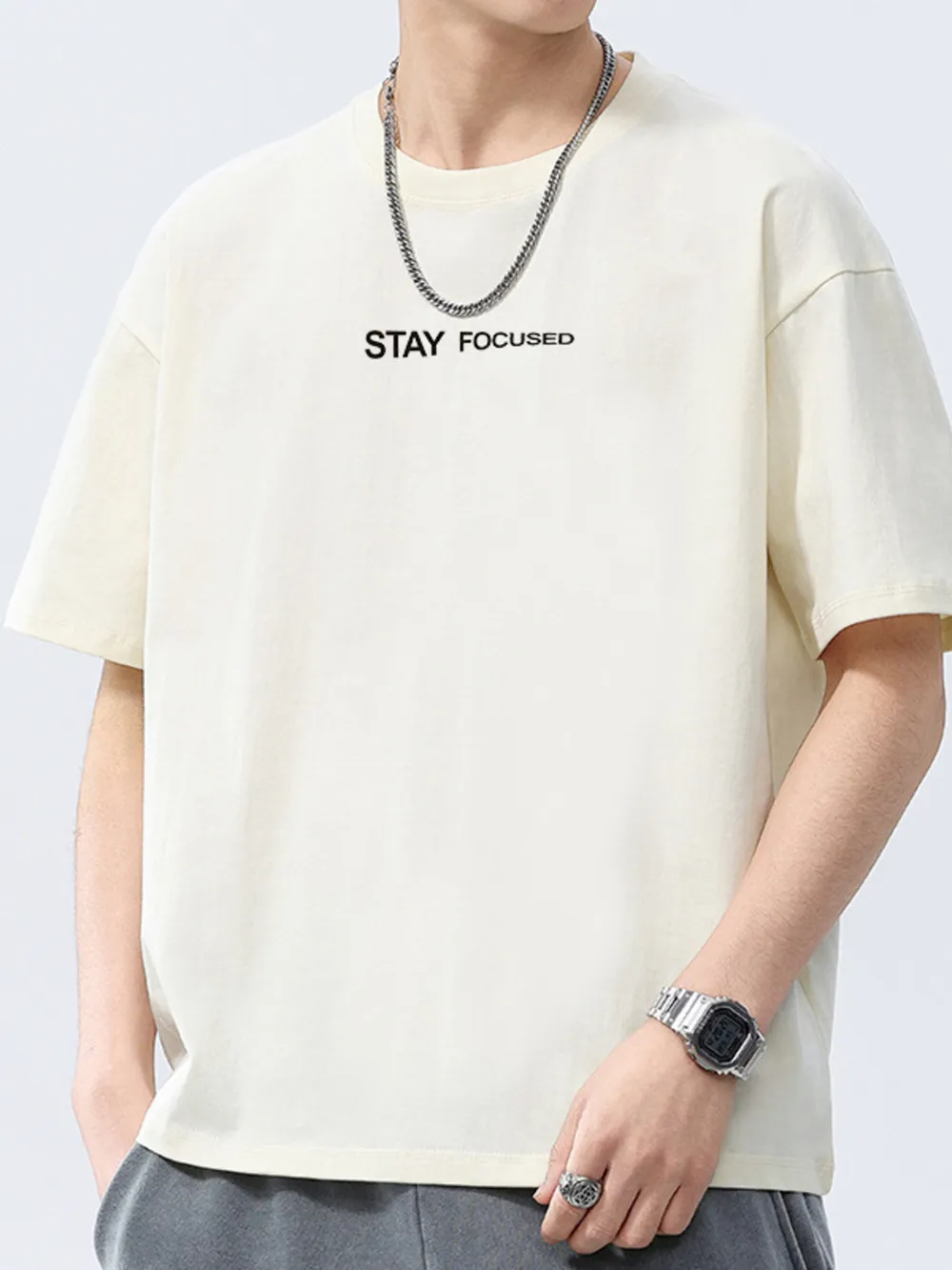 Men's Full Size Letter Round Neck Short Sleeve T-Shirt Plus Size, image 6
