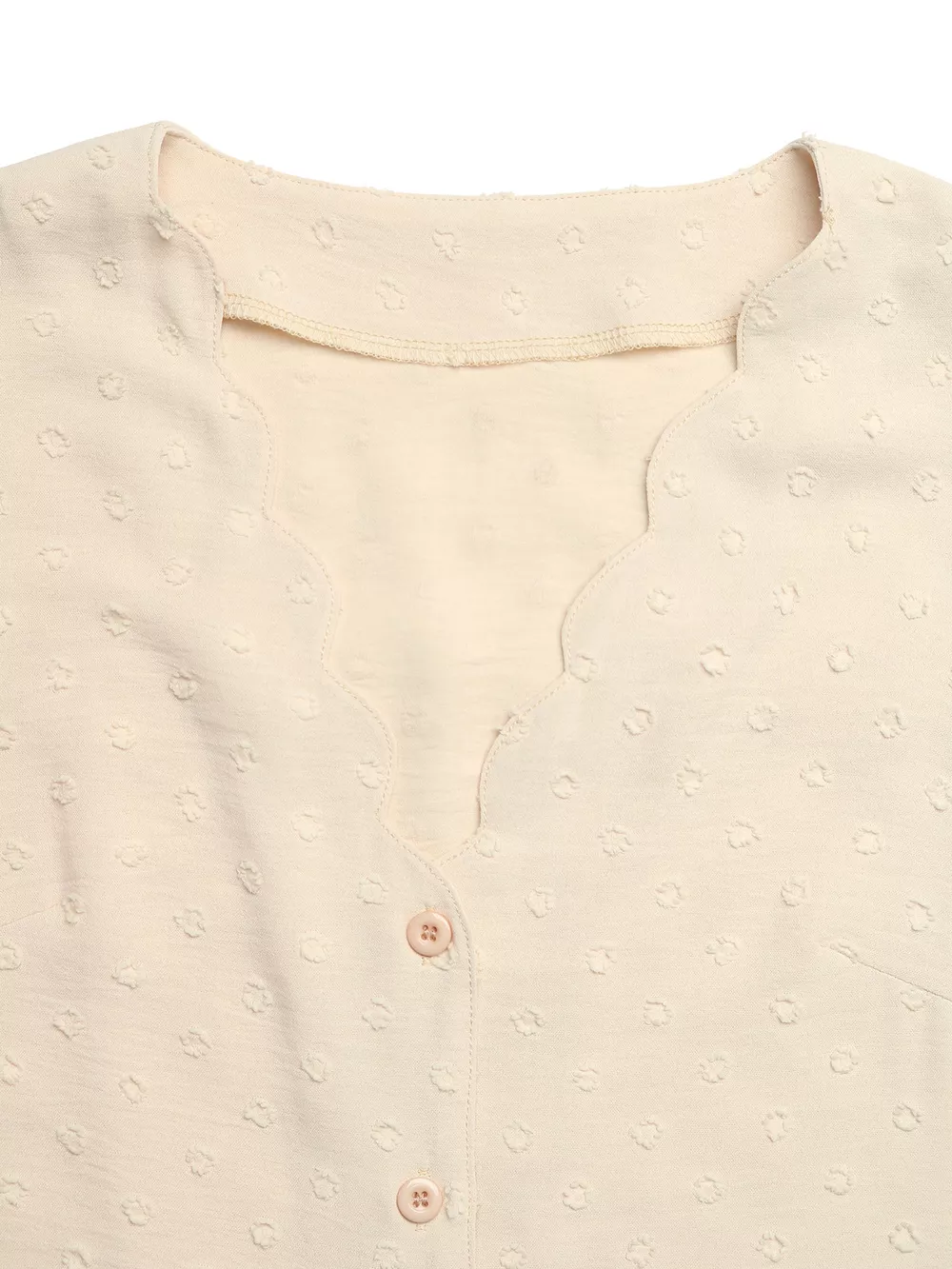 Swiss Dot Ruffled Button-Down Shirt, image 3