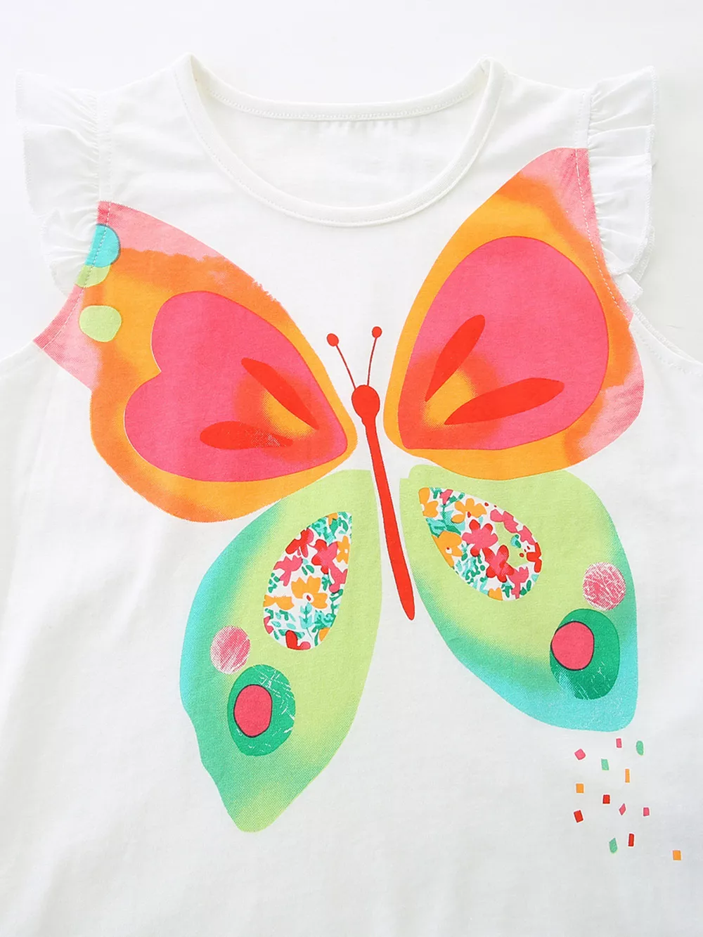 Children's Butterfly Graphic Ruffle Sleeve T-Shirt, image 3