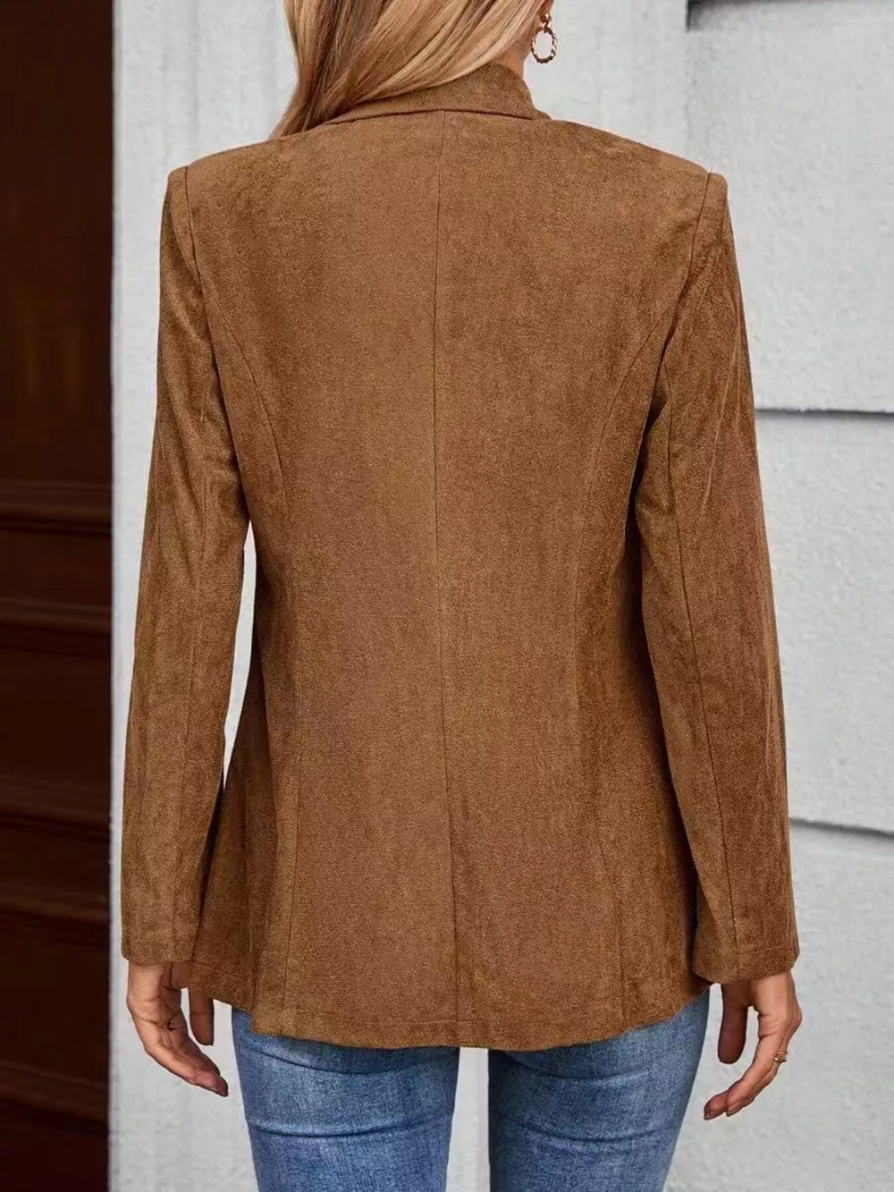 Lapel Collar Single-Button Blazer, image 4