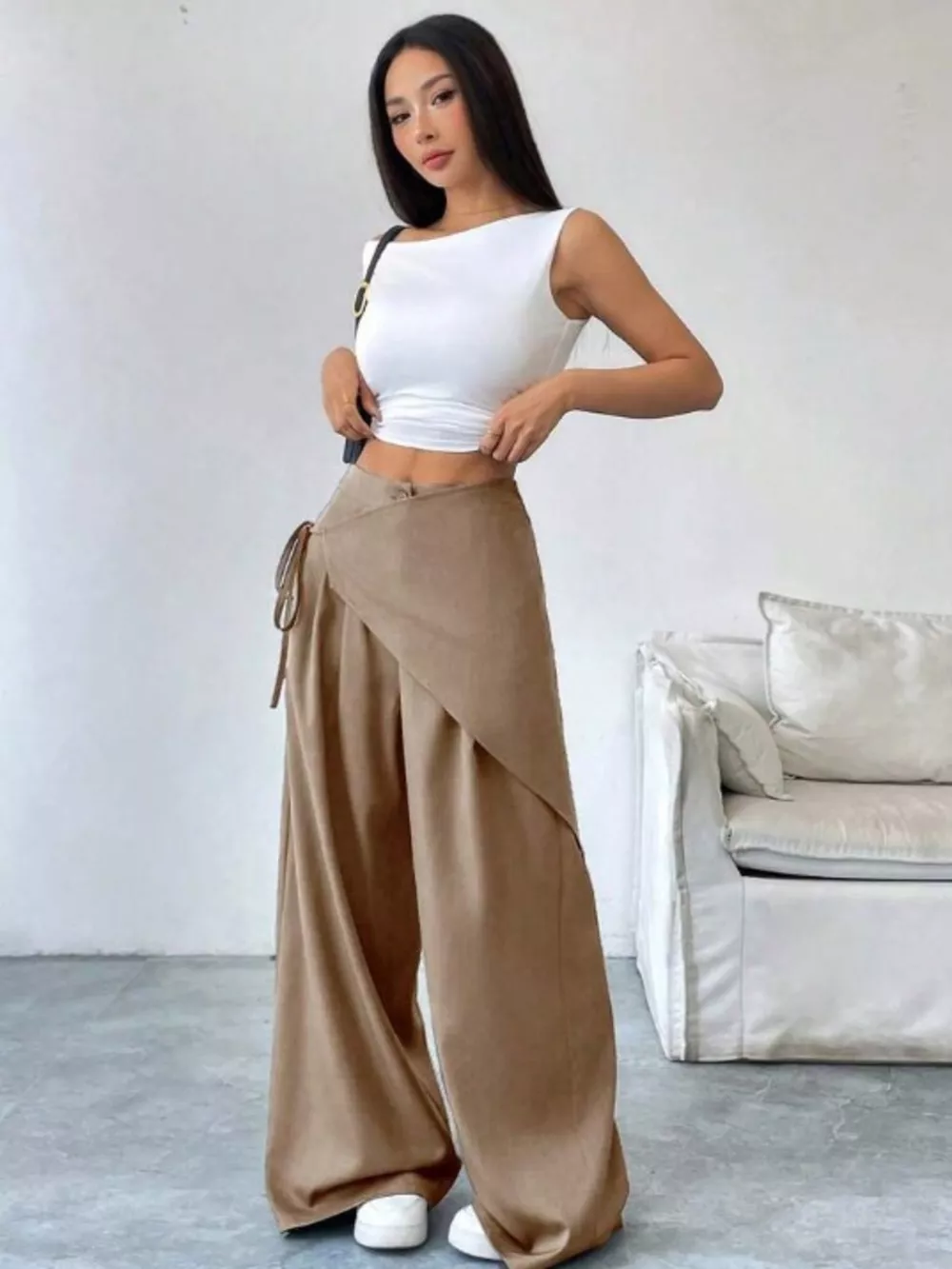 Wrap-Front Wide-Leg Pants, image 2