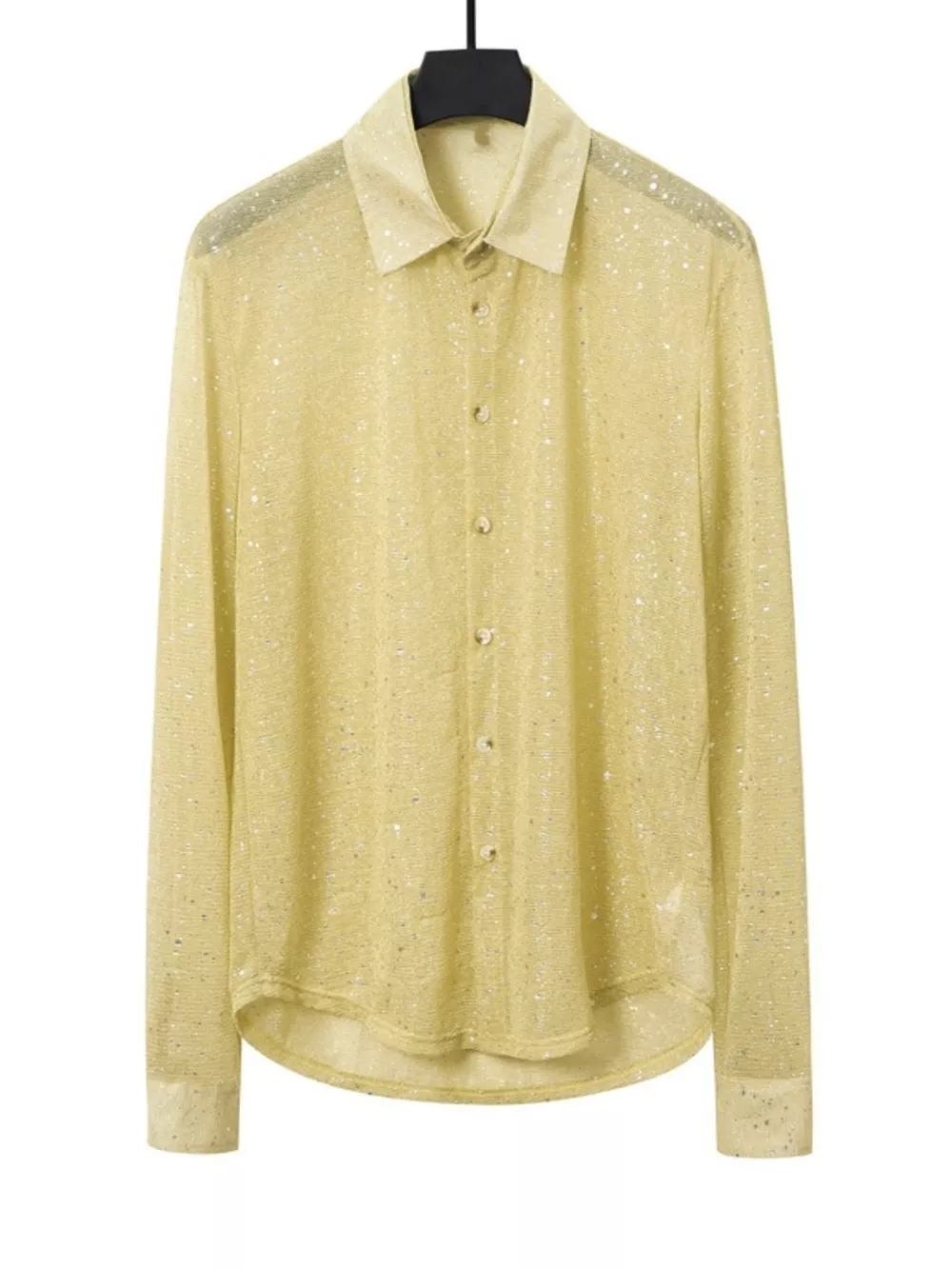 Men's Glitter Button Up Long Sleeve Shirt