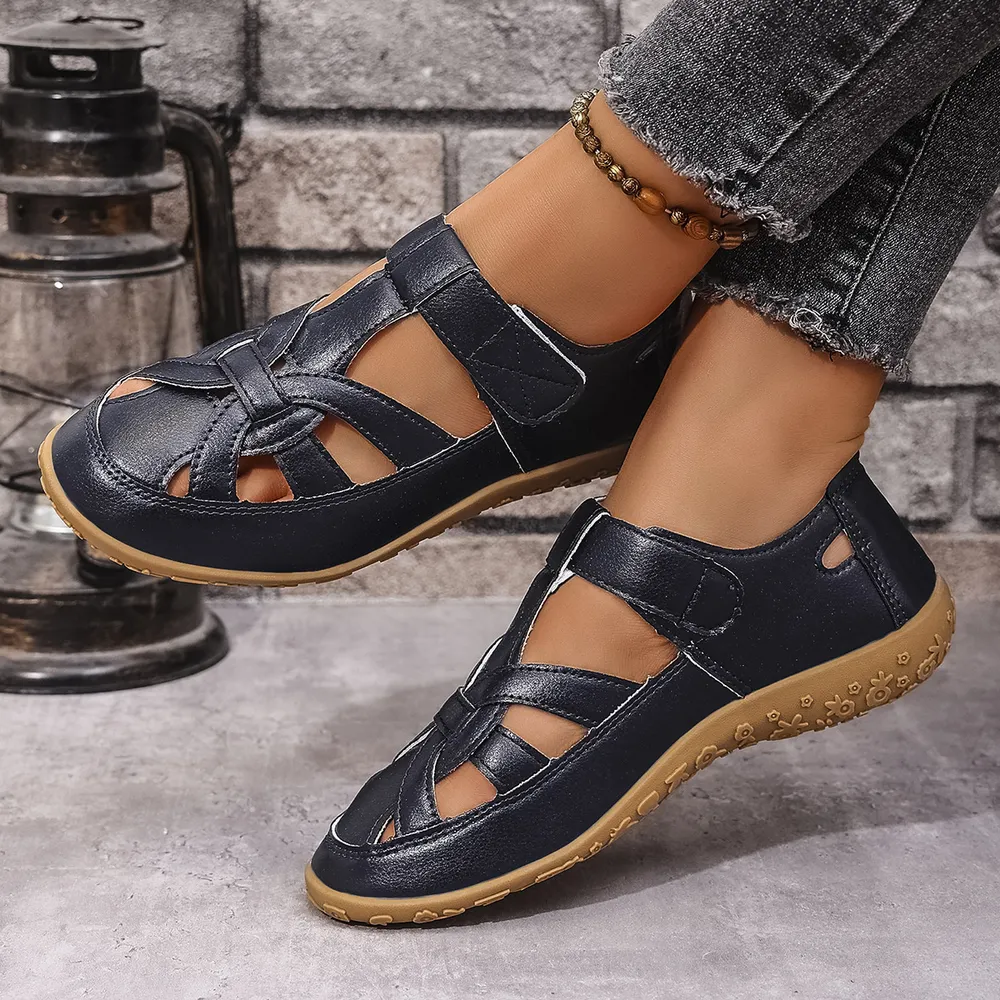 Cutout Sandals with Velcro Straps, image 2