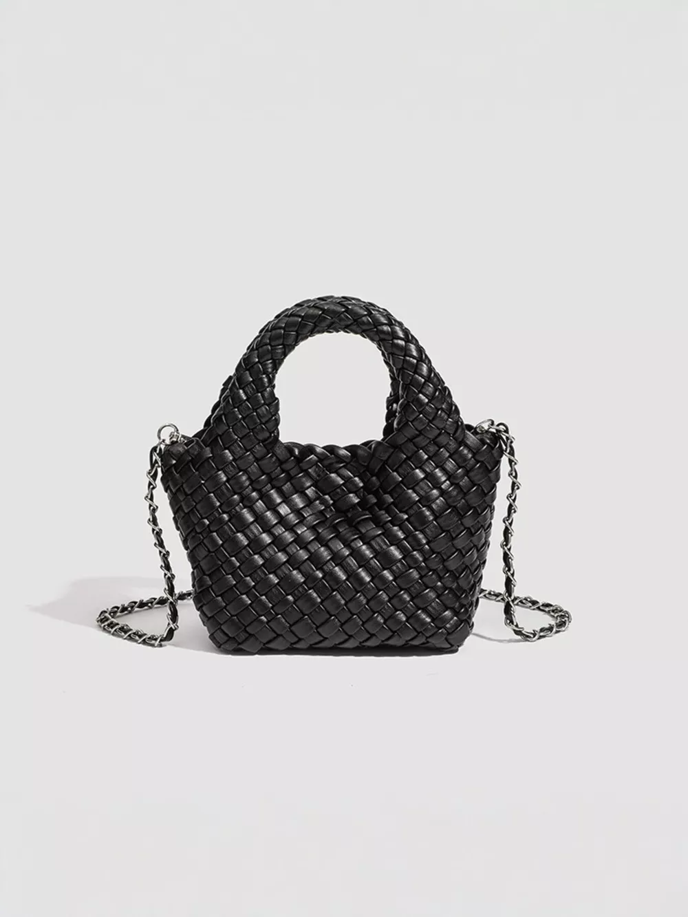 Woven Texture Mini Crossbody Bag with Chain Strap