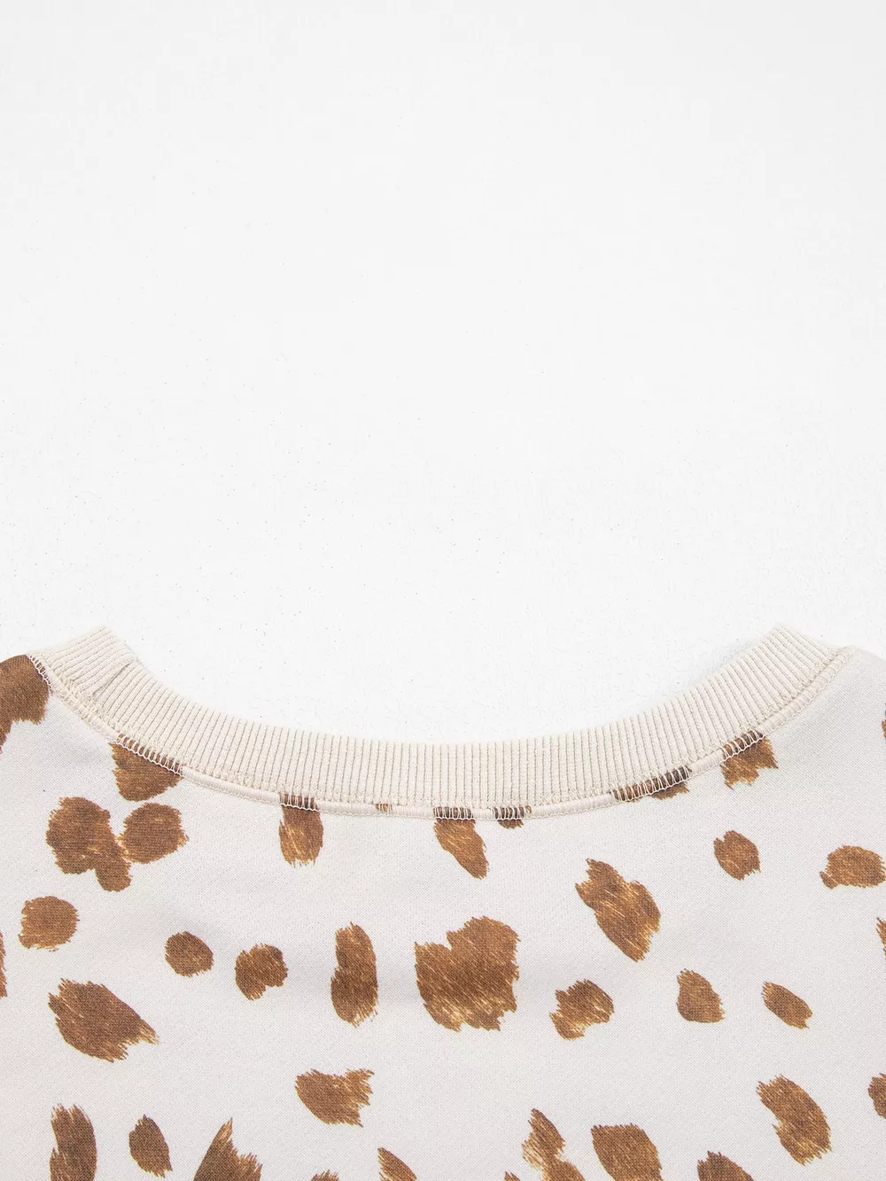 Leopard Print Dropped Shoulder Round Neck Casual Sweatshirt, image 6