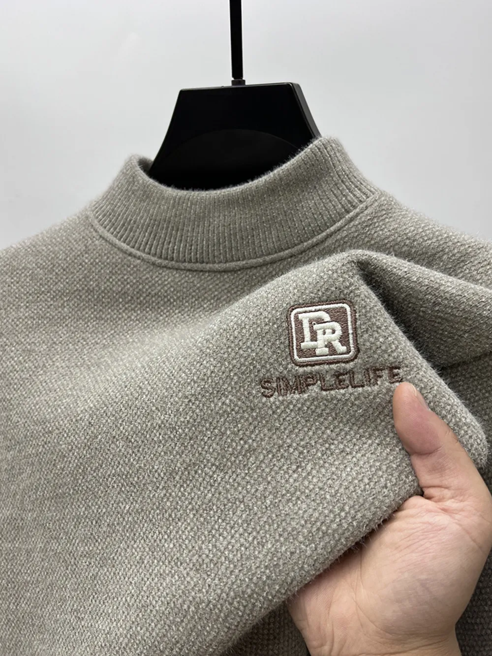 Men's Plus Size Ribbed Hem Long Sleeve Sweater, image 3
