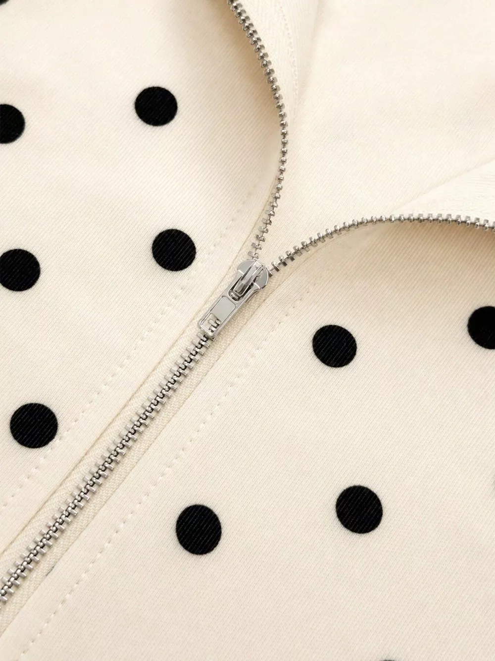 Polka Dot Half Zip Cropped Sweatshirt, image 7