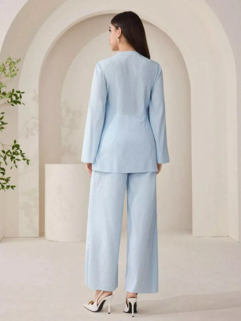 Shell Button Long Sleeve Shirt and Pants Set, image 5