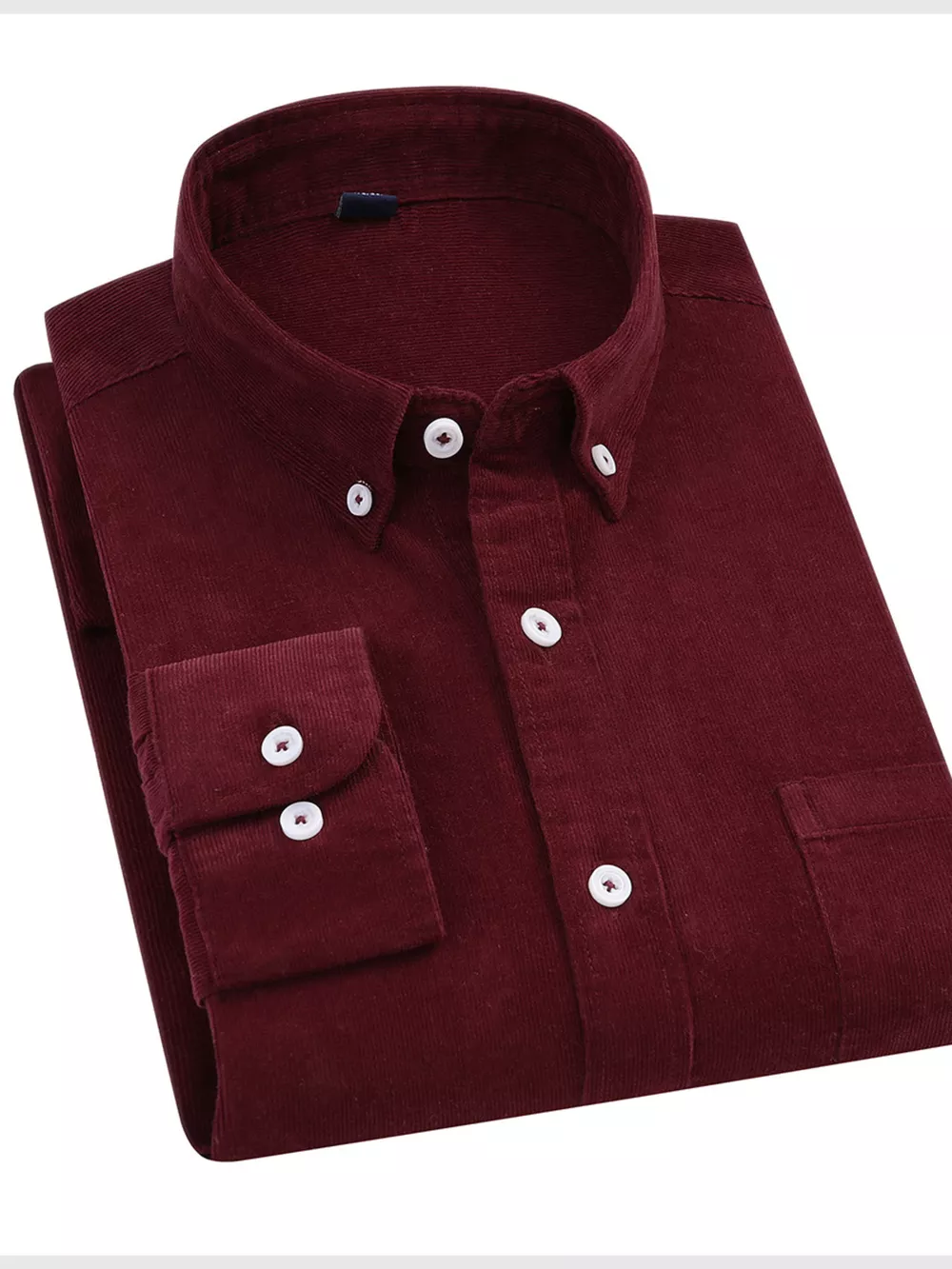Men's Full Size Corduroy Long Sleeve Button-Down Shirt Plus Size, image 2