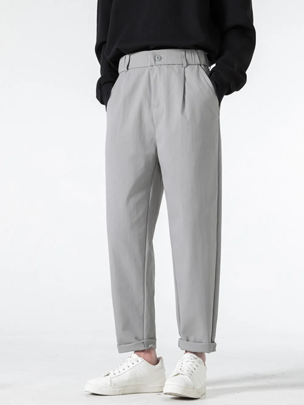 Men's Plus Size Casual Loose Fit Pleated Pants, image 3