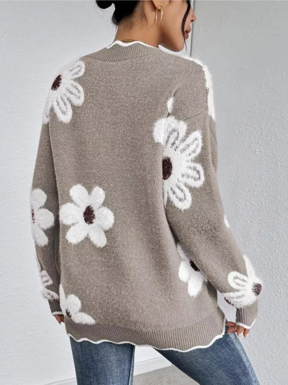 Floral V-Neck Long Sleeve Sweater, image 13