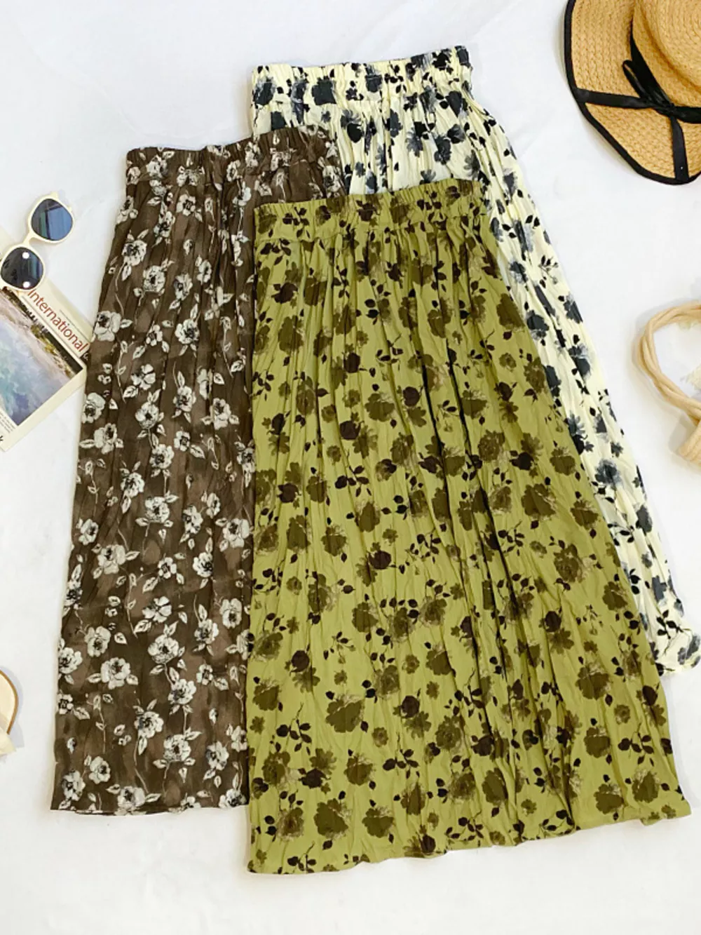 Floral Print Elastic Waist Midi Skirt, image 5