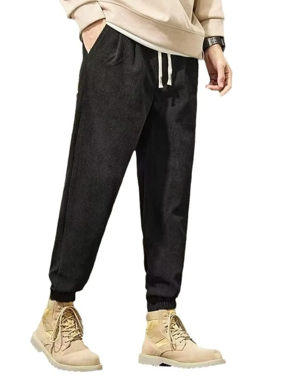 Men's Plus Size Drawstring Wide Leg Pants