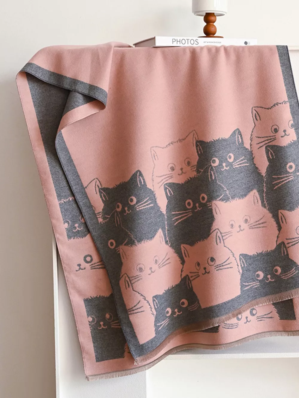 Cute Cat Pattern Knitted Scarf, image 7