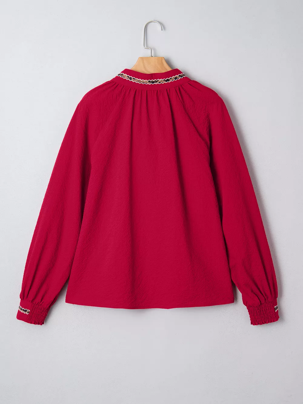 Leopard Notched Long Sleeve Blouse, image 5