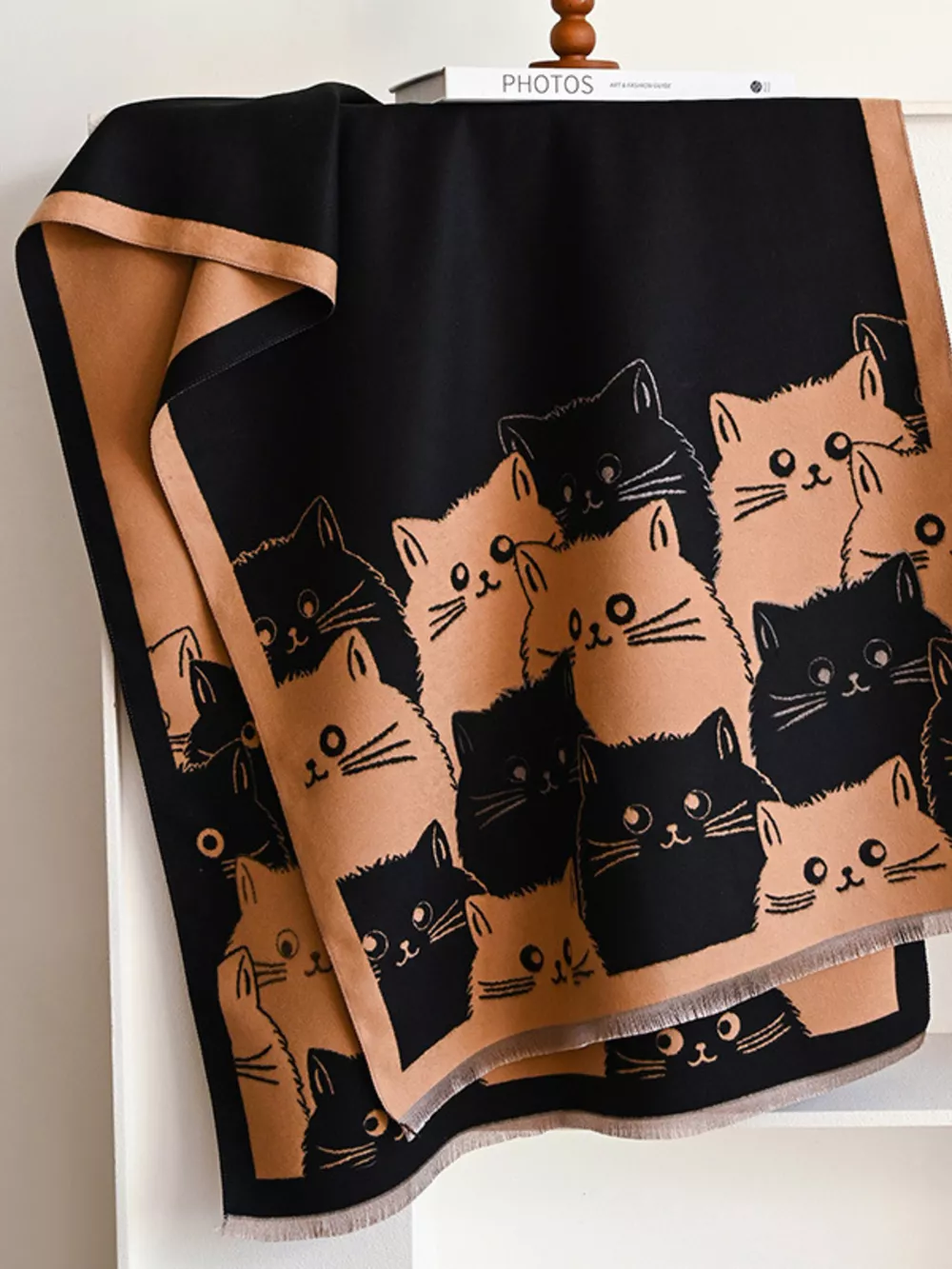 Cute Cat Pattern Knitted Scarf, image 15