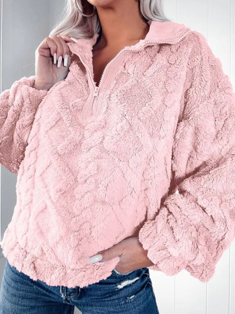Cozy Fleece Quarter Zip Sweatshirt, image 9