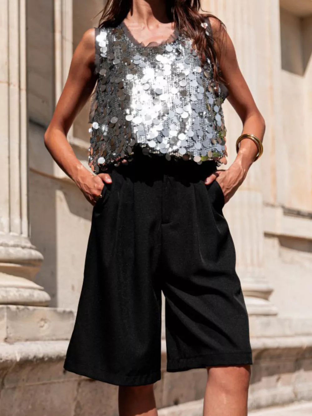 Sequin Round Neck Tank, image 2