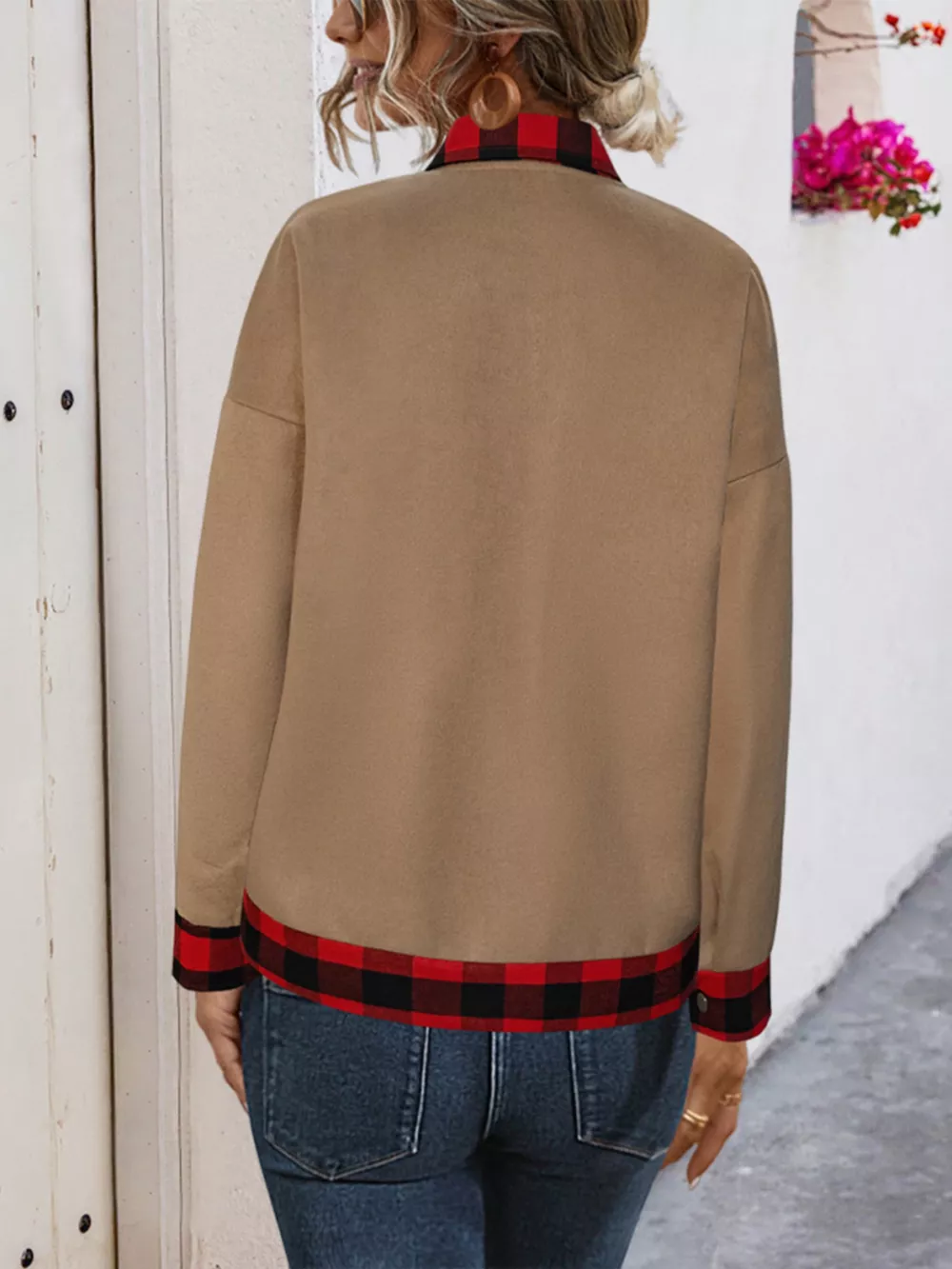 Plaid Button Up Casual Outerwear, image 6