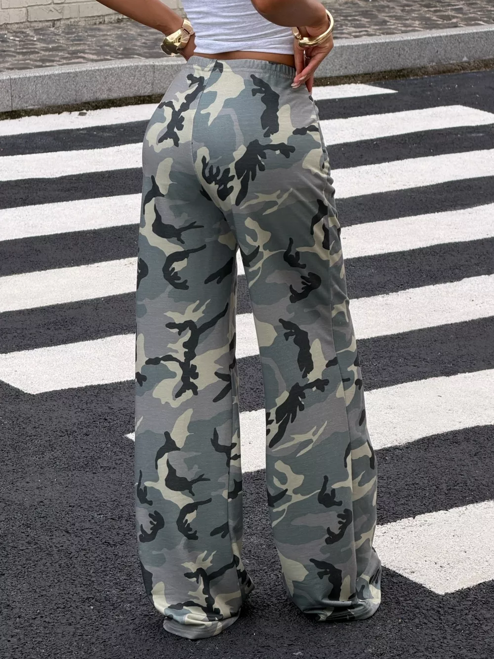 Camouflage Wide-Leg Casual Pants, image 5