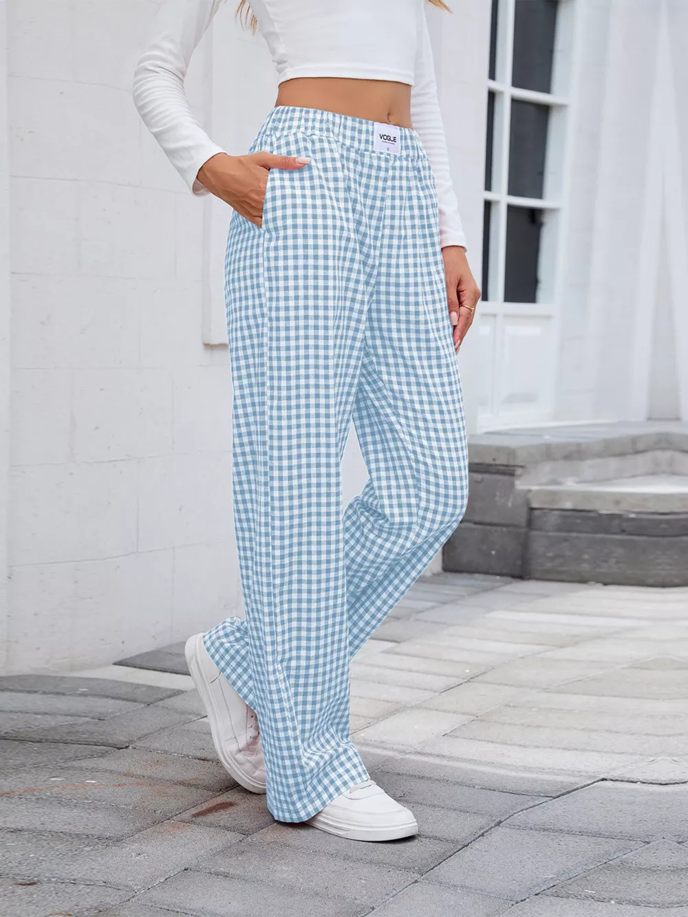 Plaid Wide Leg Casual Pants, image 15