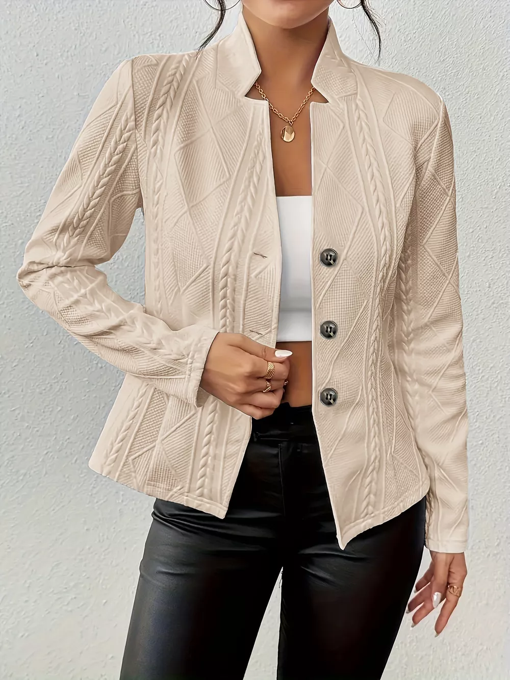 Textured Knit Button-Front Blazer, image 19